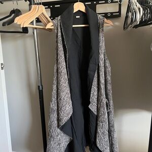 Elegant Black and Gray Open Front Vest